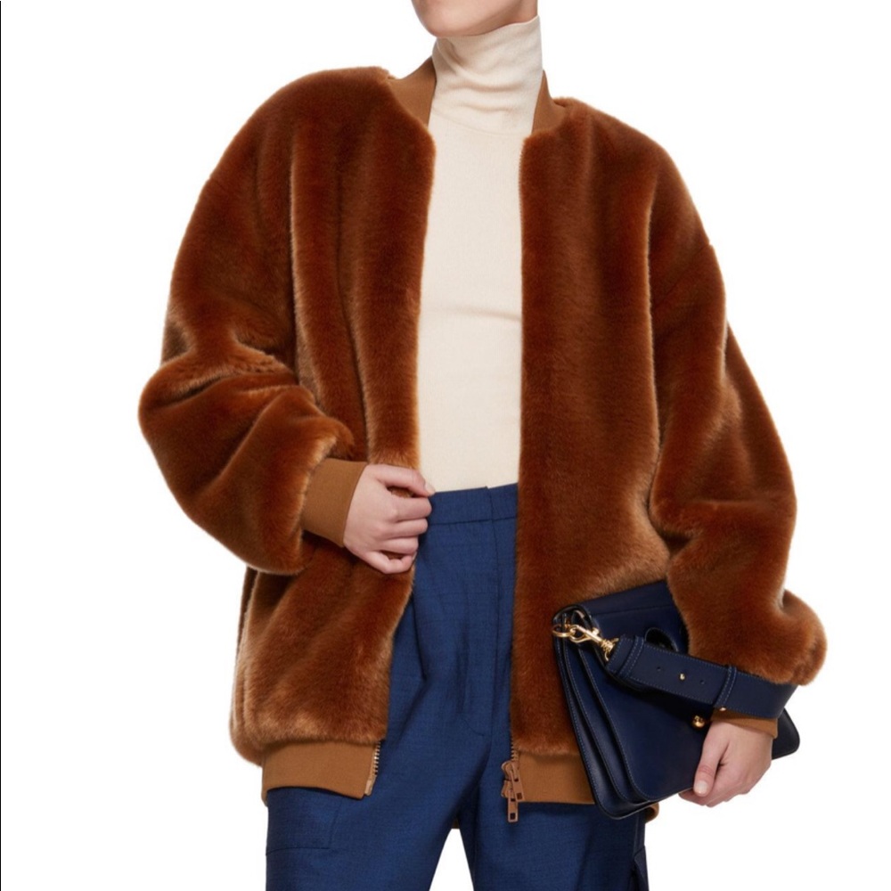 Tibi faux fur bomber NWT